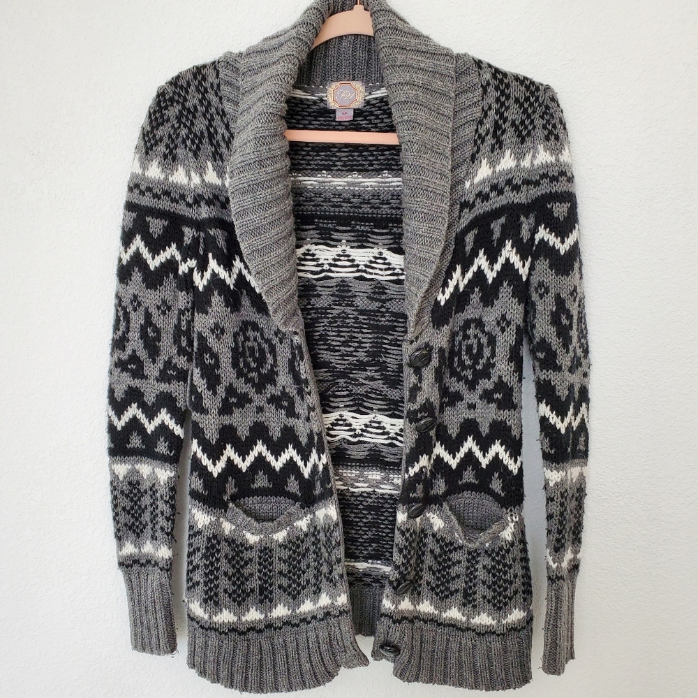 FOREVER 21 Tribal Pattern Knitted Cardigan